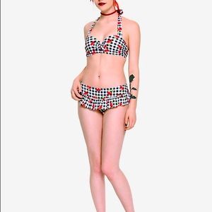 Pre-owned SM Gingham cherry hot topic bikini set